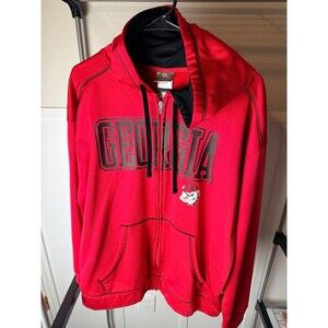 Georgia Bulldogs UGA Full Zip Hoodie Mens Large Red Black Knights Apparel NCAA